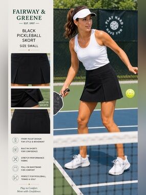 Fairway & Greene‎ Black Golf Skort Skirt Athletic Stretch Pull-On Size Small